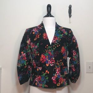 NWT Laundry by Shelli Segal Black Floral Blazer